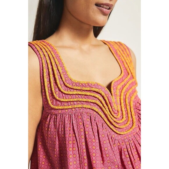 Anthropologie Woman’s Dress Let Me Be Swing Sz Medium Tunic Pink Vacation Casual - Picture 2 of 11